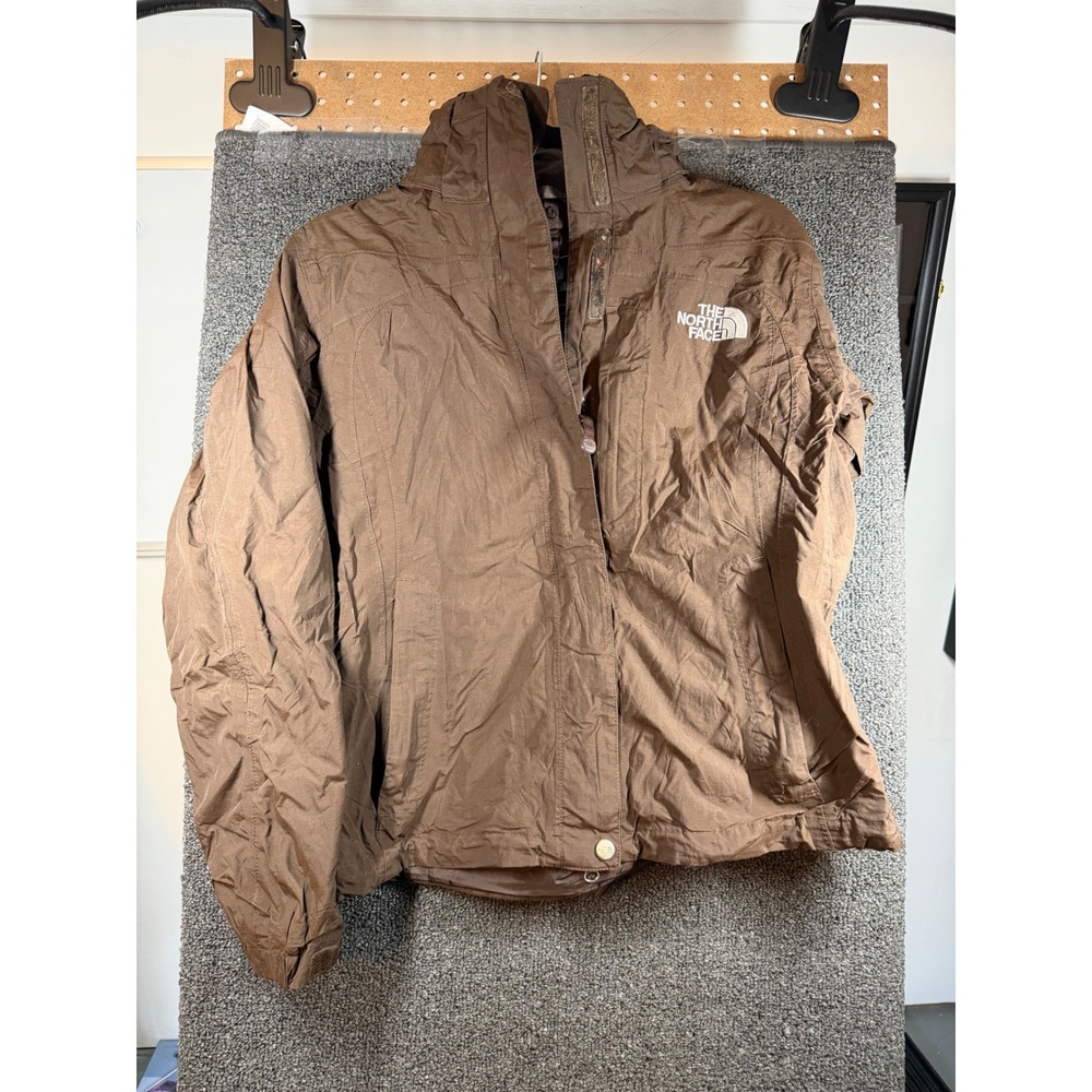 The North Face Rain Jacket Womens Small Brown HyVent Hooded Waterproof Coat